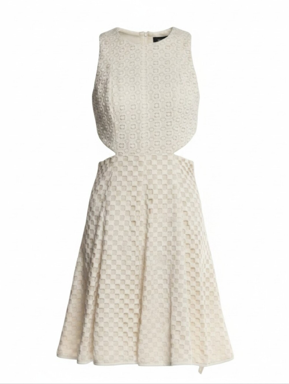 Tibi Ivory Lace Cutout Waist Fit-and-Flare Dress XXS